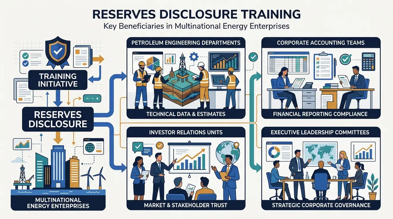 Which corporate teams and departments benefit most from reserves disclosure training initiatives?