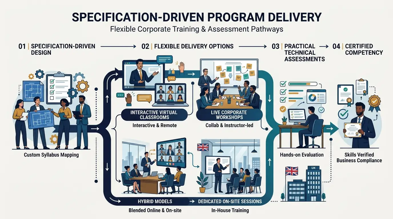 How is the training program delivered and evaluated?