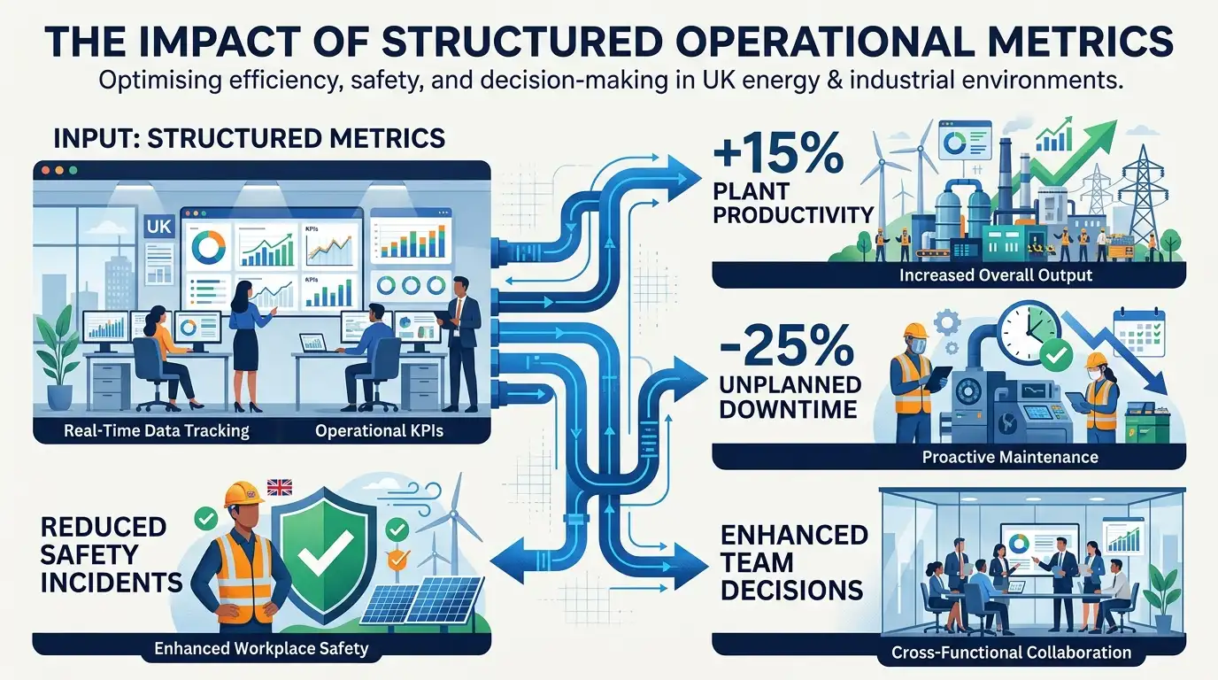 What corporate benefits do structured operational metrics deliver to teams and businesses?