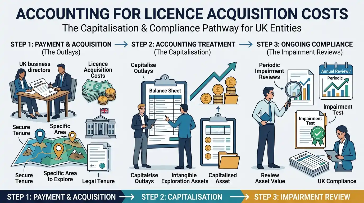 How do companies account for licence acquisition costs and ongoing renewals?