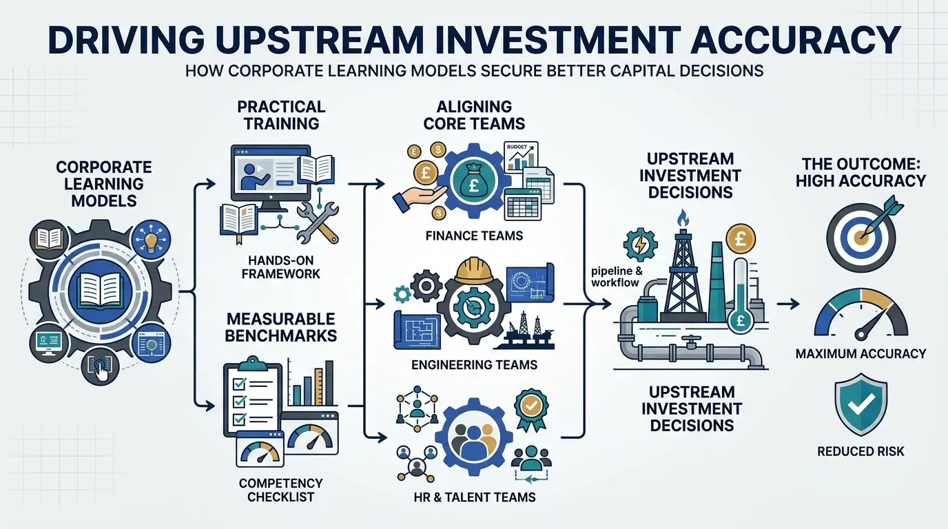 How do corporate learning models drive accuracy in upstream investment decisions?